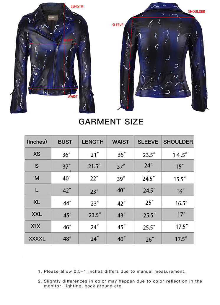 Johanne Light Weight Dark Blue and White Strings Real Lamb Skin Clubwear Leather Jacket