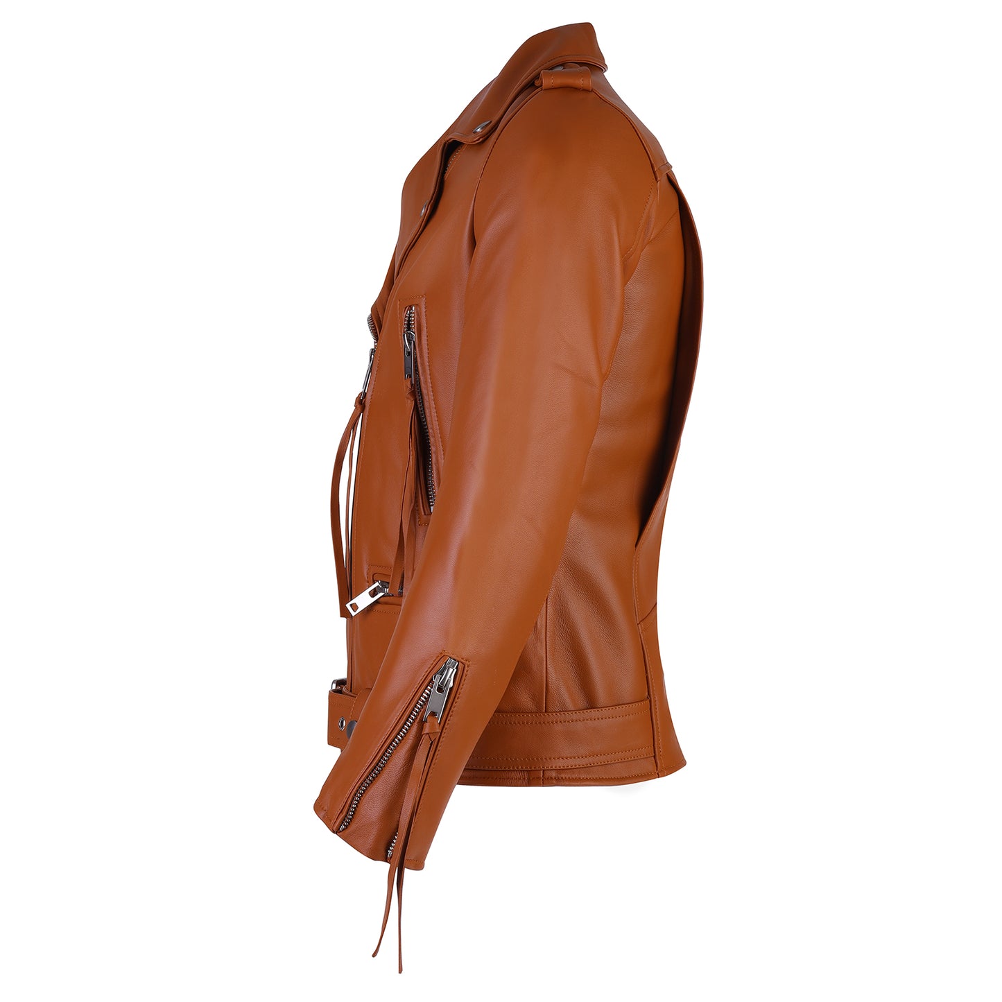 Rita Womens' Brown Classic Soft Lamb Skin Leather Jacket With Belt.