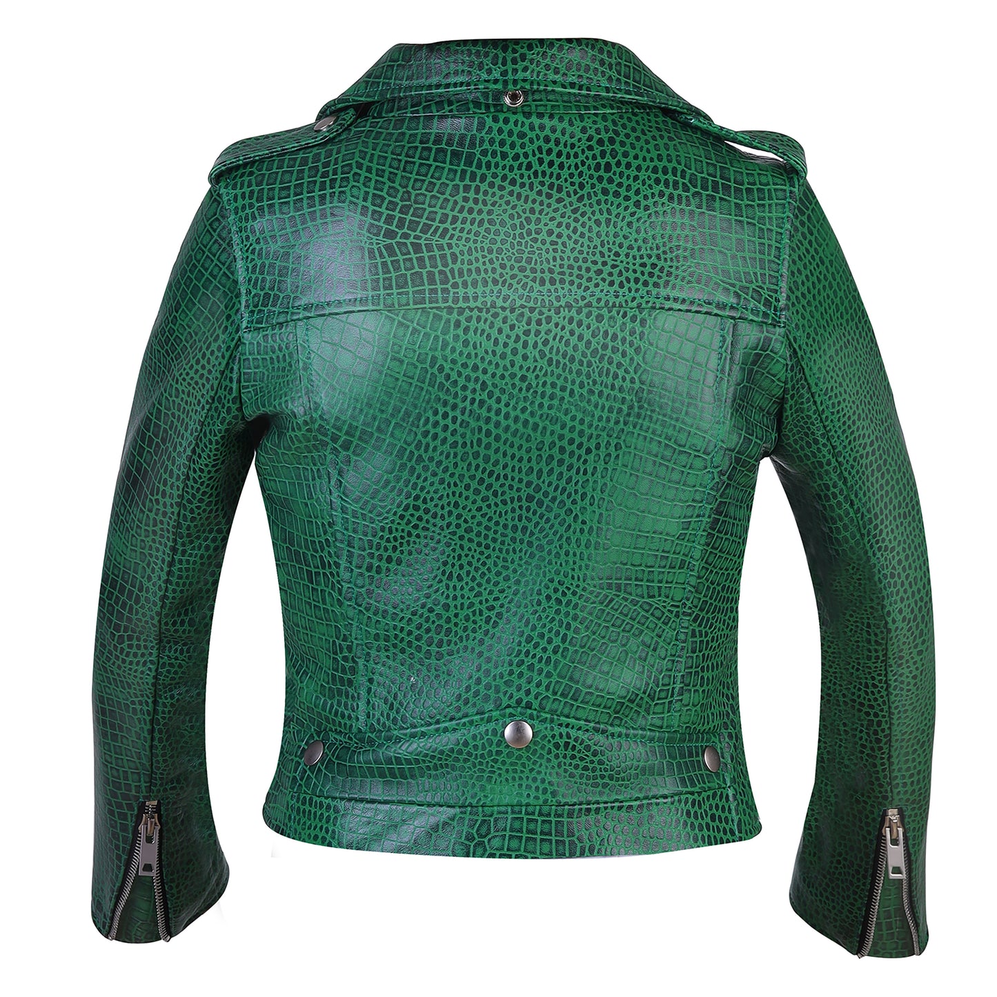 Ivy Womens' Green Alligator Style Naked Cowhide Leather Jacket