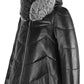 Women Fashion Bomber Real Lamb Skin Leather Long Coat WIth Fur On The Hoodie