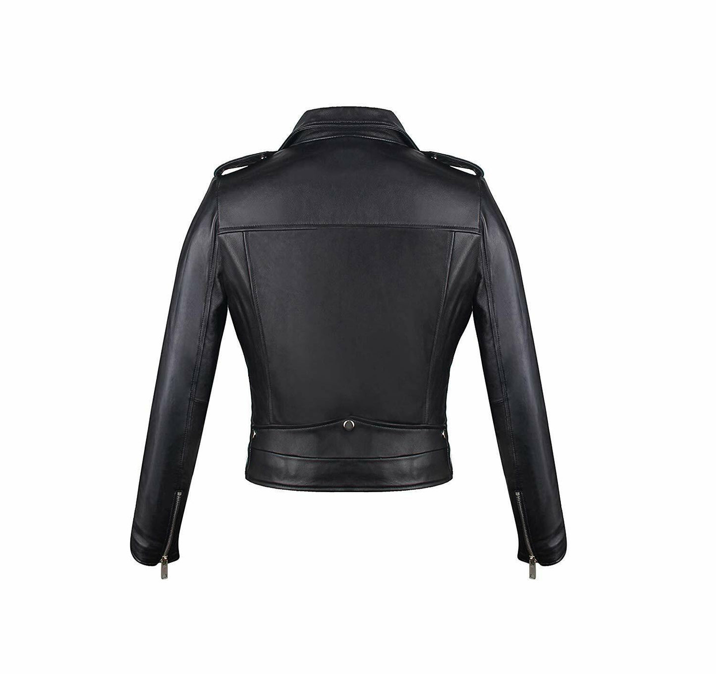 Teenage Black Motorcycle Fashion Real Lamb Skin Leather Jacket